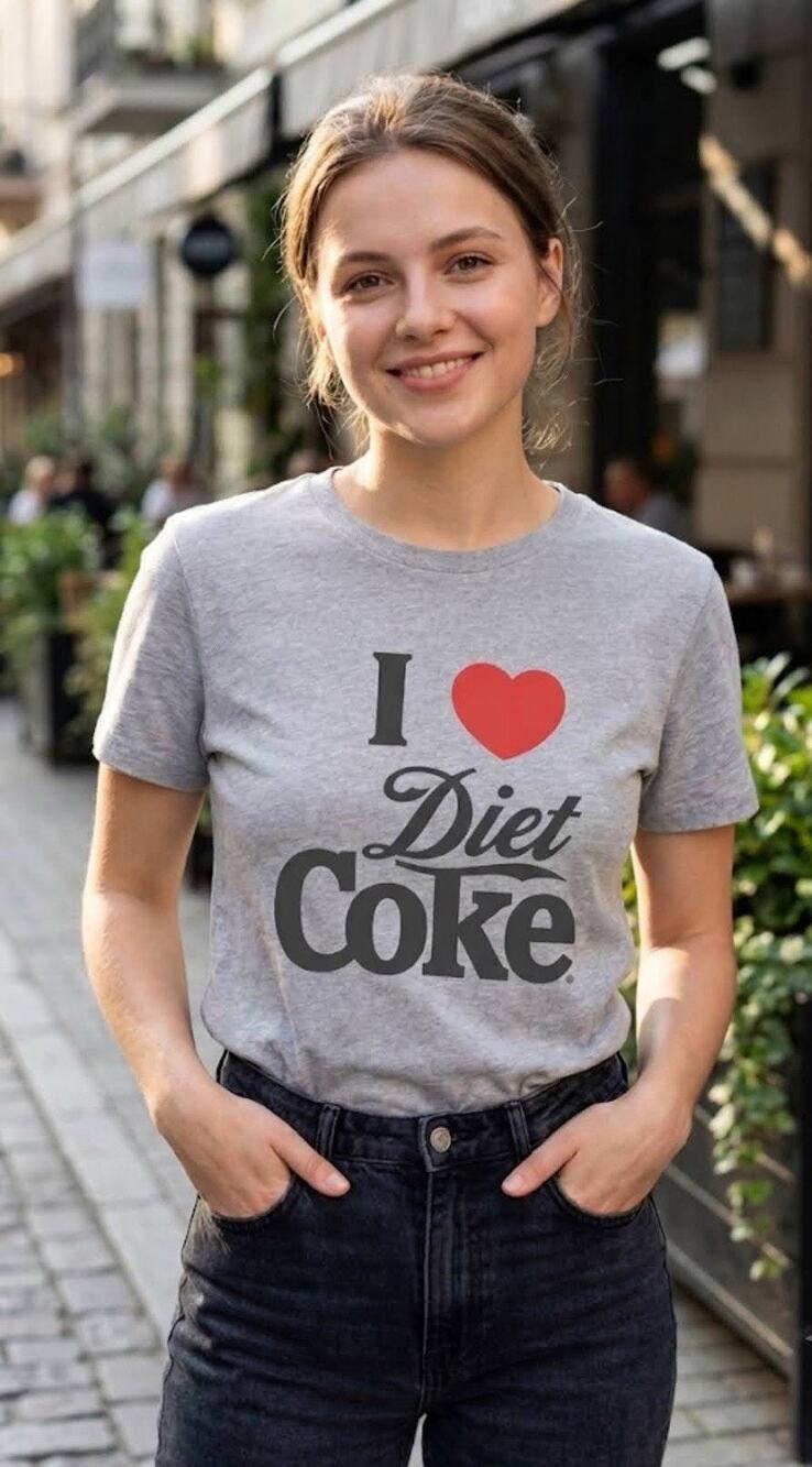 NWT Diet Coke Graphic Tee Shirt Coca Cola Grey I Heart Diet Coke Womens Large